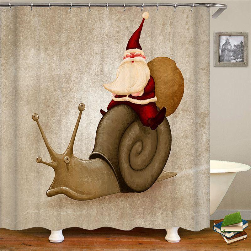 Vodotěsný vánoční sprchový závěs s háčky Slavnostní koupelnová dekorace Santa Claus