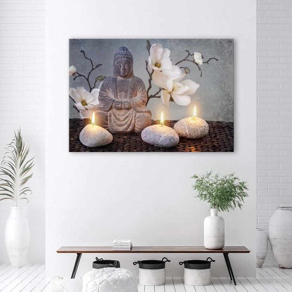 Canvas Print, Buddha and Candles