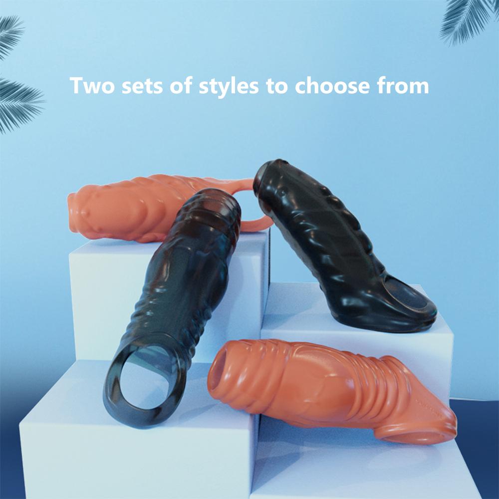 Penis Sleeve Enlargement Extender Male Condom Delay Ejaculation Cock Ring Trainer Enlarger Sex Toys for Men Dick