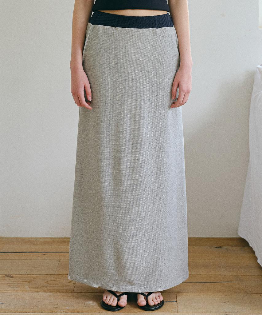 Annies Coast Waffle Long Skirt (Melange Gray)