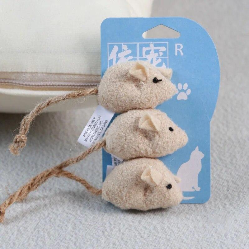3pcs Pet Cat Toys Plush Simulation Mouse Toy Cat Scratch Bite Resistance Interactive Mouse Toy Playing Toy For Cat Kitten