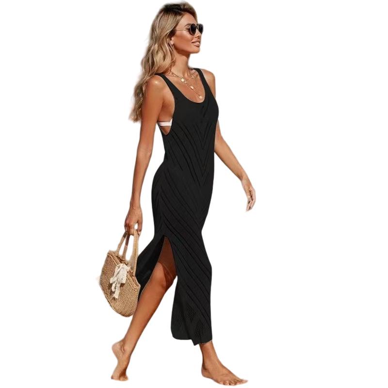 Rochie de Plajă Tricotată Trendy pentru Femei 2025: Acoperire sexy, decupată, stil european-american pentru bikini