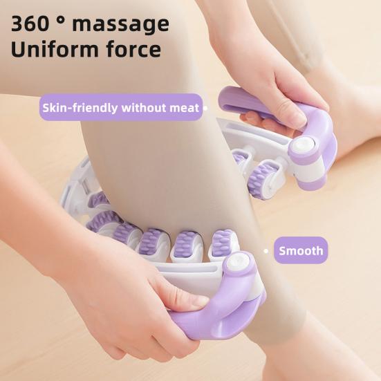 Leg Massage Roller Anti-Cellulite Lymphatic Drainage Deep Tissue Therapy Thighs Arm Back Shoulder Muscle Relaxation Massage Tool with 12 Rollers