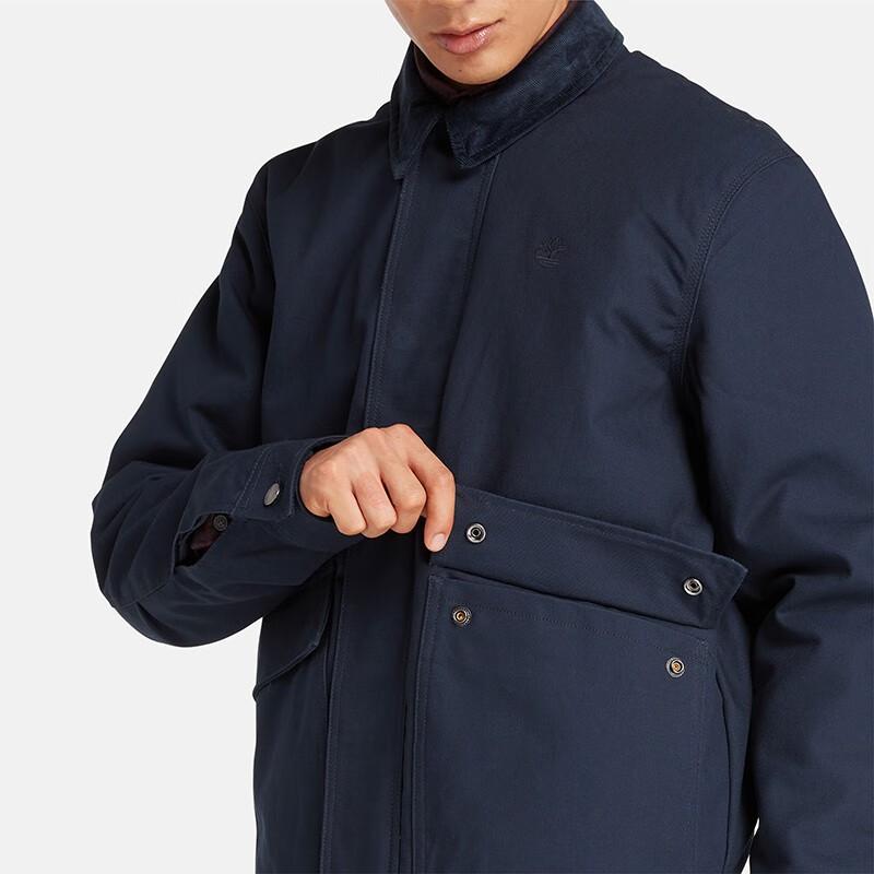 Timberland Solid Color Multi-Pocket Collared Casual Warm Cotton Jacket Men Jacket Deep-Sapphire-Blue A2A48-433