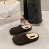 Simple thick-soled bag head and half slippers for women's 2024 new autumn and winter velvet half-tray one-pedal Boken slippers