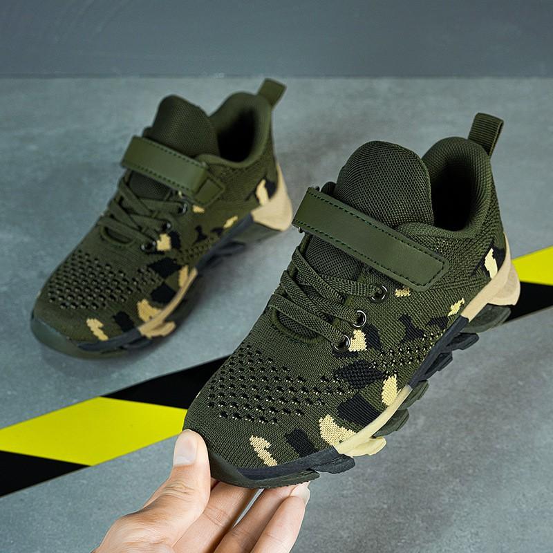 Scarpe da Corsa Camouflage per Bambini Ragazzi Ragazze - Sneakers Atletiche in Rete Traspirante con Velcro per Esterno