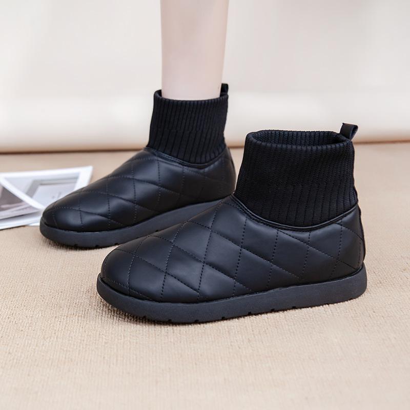 Short snow boots women's 2025 winter new foreign fashion cotton shoes piled thickened waterproof short boots women's shoes