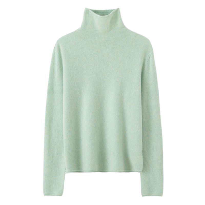 Lekasha Women's 100% Pure Cashmere High Neck Seamless Knit Jacket for Autumn and Winter
