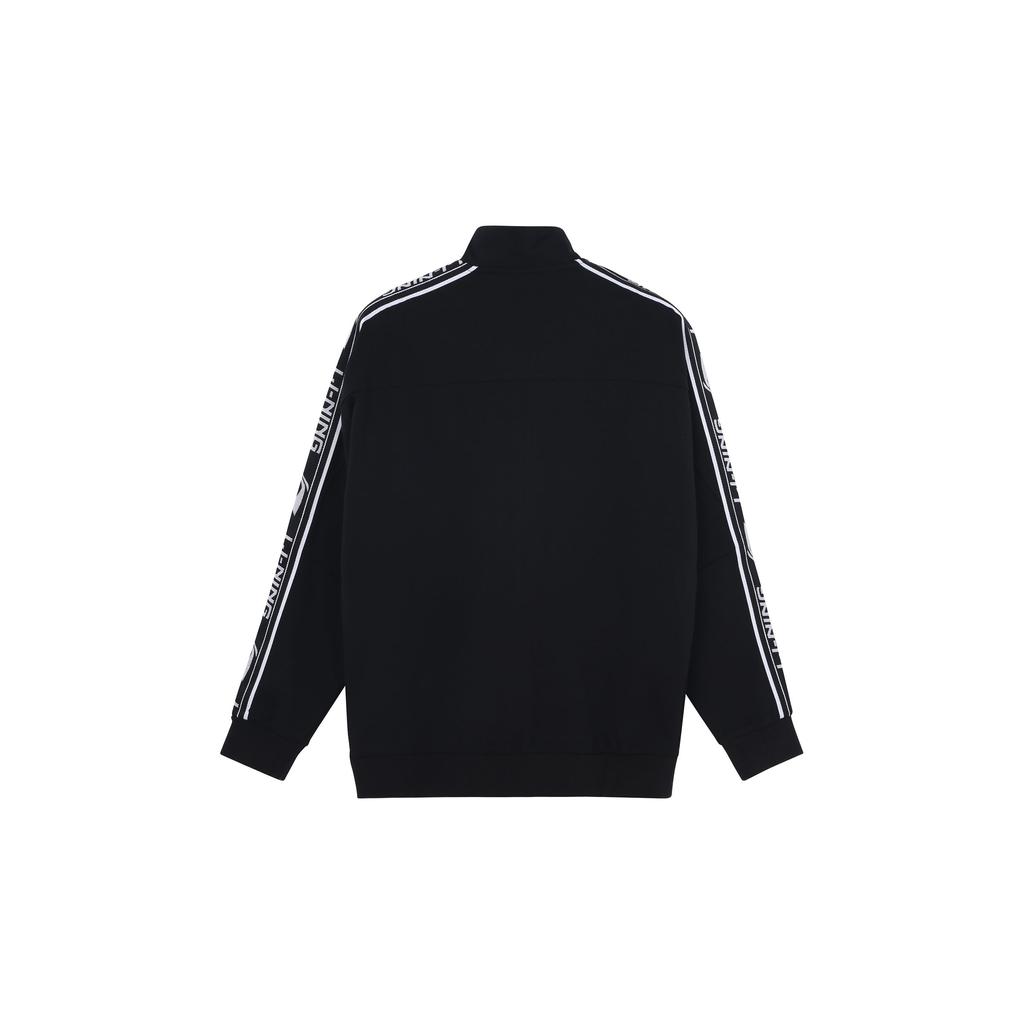Li-Ning Football Series Logo Embroidered Stand Collar Zipper Jacket Men Outerwear Black AFDS433-1