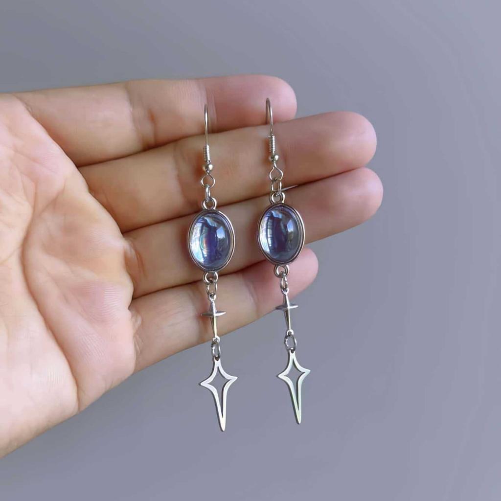 North Star Dangle Earrings, Y2K Gothic Jewelry, Hypoallergenic Earrings, Cute Statement Earrings