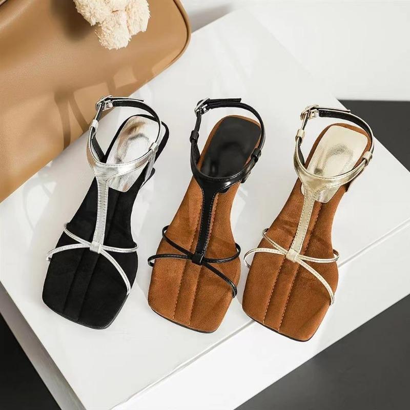Summer Retro Square Toe Clip Toe Sandals Fashion High Heel Women's Slippers Women's Sandals