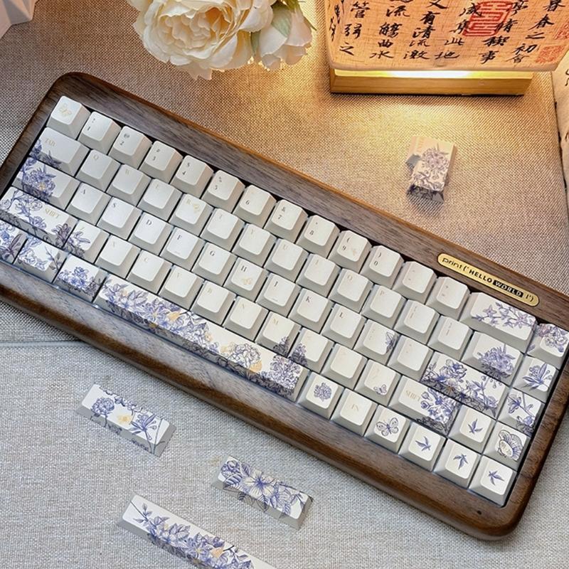 French Embroidery Theme PBT Keycaps DyeSub Keycap Set for Mechanical Keyboard Switches 7u 2.25u 2.75u Spacebar