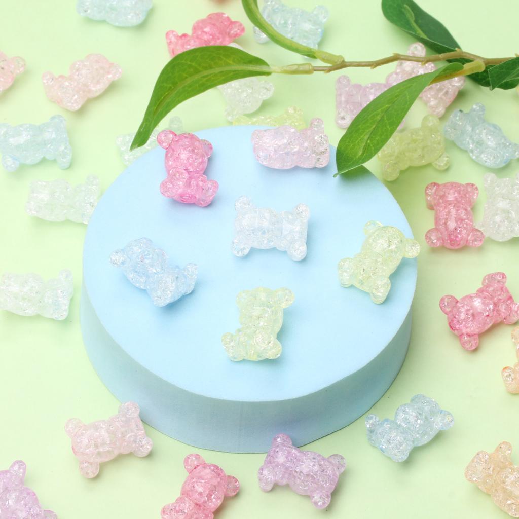 5 Stück transparente, platzende Acryl-Bären-Lose-Perlen, DIY-Handarbeitsaccessoires zur Schmuckherstellung, 18,5 x 22,5 mm