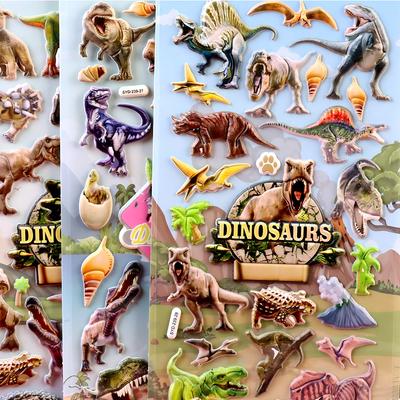 Cool 4Pcs Dinosaur Bubble 3D Stickers Decals Fridge Laptop Water Bottle Diary Phone Travel Luggage Decoration Sticker Party Gift