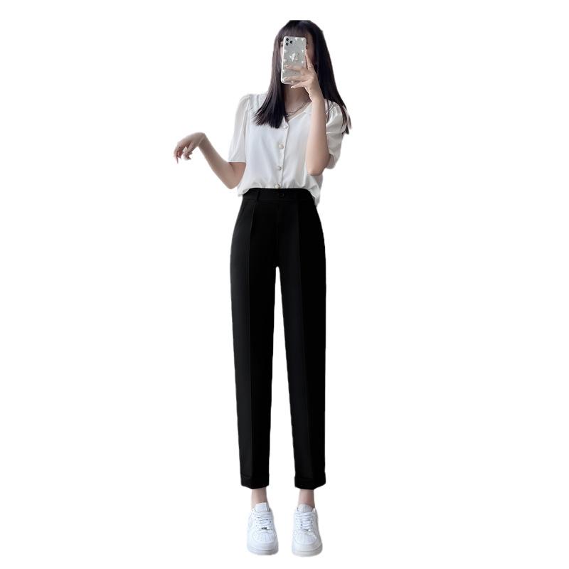 Suit Pants Women's Pants Black Pipe Pants Summer Thin Harlan Pants Pendant Feeling Small Nine-point Casual Pants