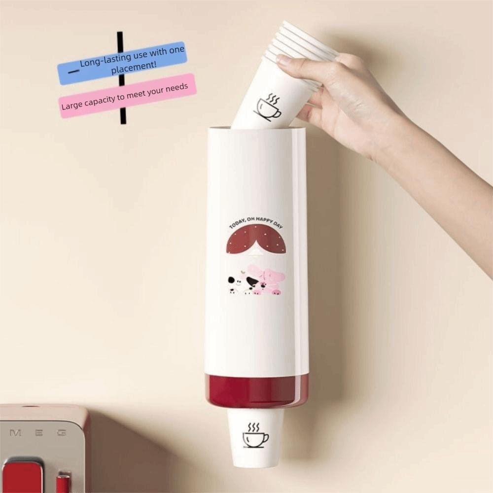 Wall-Mounted Automatic Cup Dispenser Dust-Proof Paper Cup Storage Rack Bar Counter