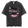 Zachodni T-shirt z Panterką dla Mamy Babci Vintage Spłowiały Czarny Bawełniany Luźny Krótki Rękaw Top dla Boho Mam