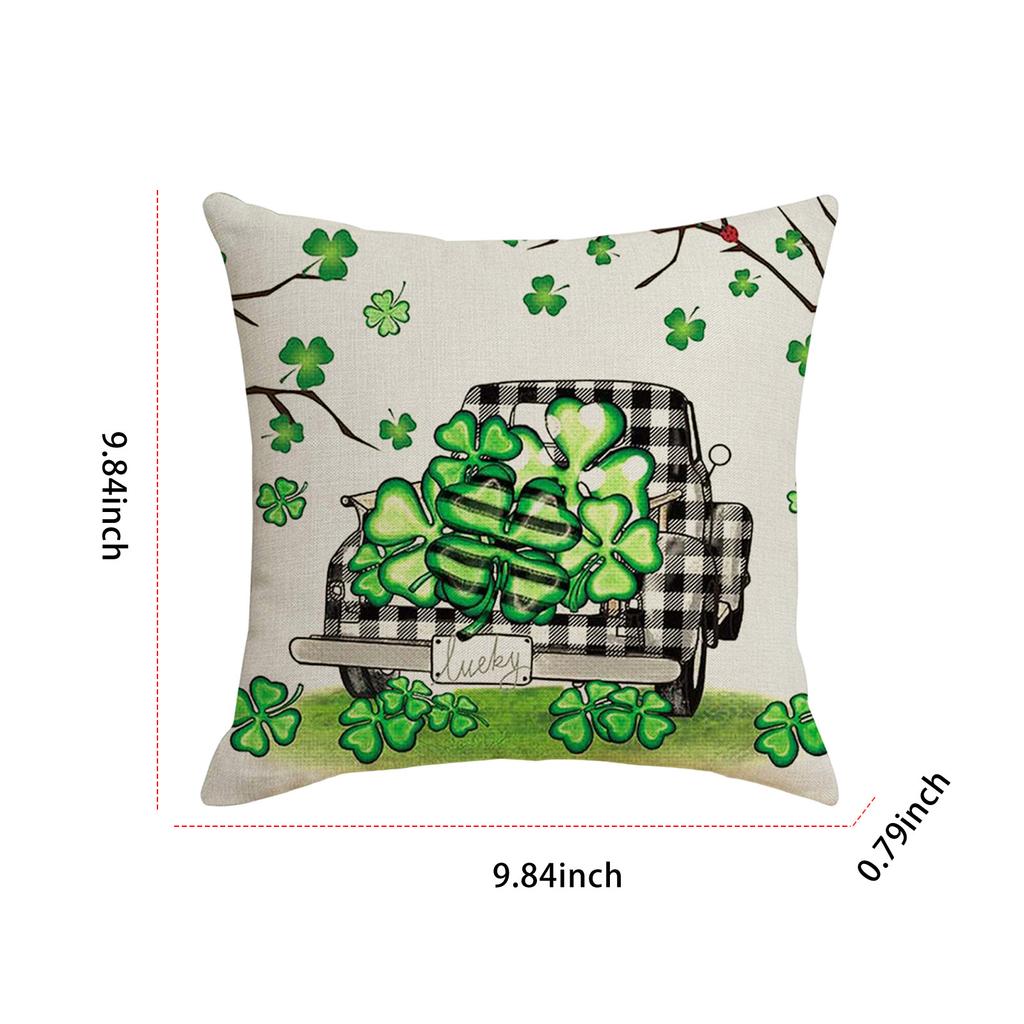St Patricks Day Irish Party Cushion Cover Multi-Purpose Four-Leaf Throw Pillow Cover Creative Clover Pillowcase for Home Decor