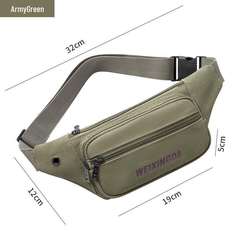 

Unisex Canvas Waist Bag: Multifunctional, Wear-Resistant Sports, Phone, and Cashier Crossbody Chest Bag.