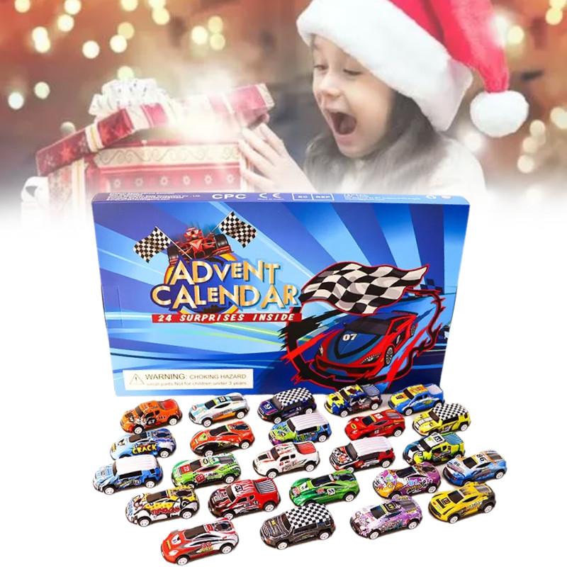 Advent Calendar Countdown Toy Cars Set For Kids Featuring 24 Unique Collectible Designs