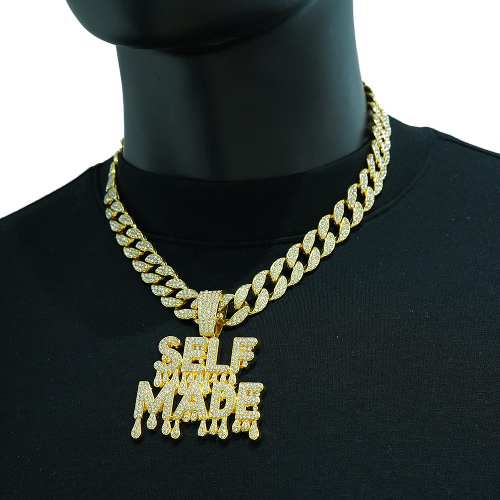 European and American Necklace SELFMADE Double Row Letter Pendant, Personalized and Creative Hip-hop Necklace