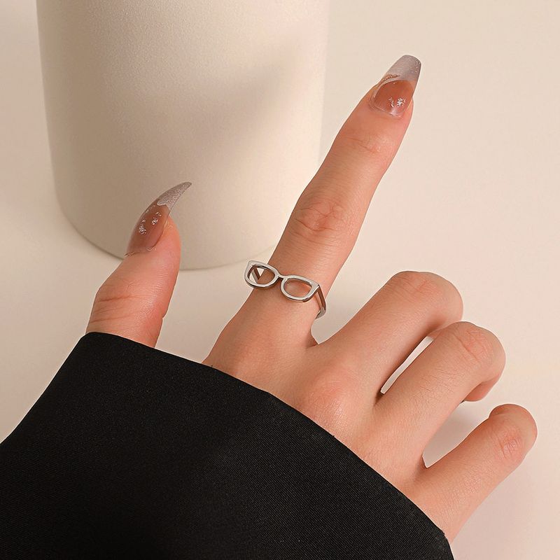 Fashion Ins Cute Mini Glasses Ring Fashion Creative Special-Interest Design Switchable Index Finger Ring Couple's Ring