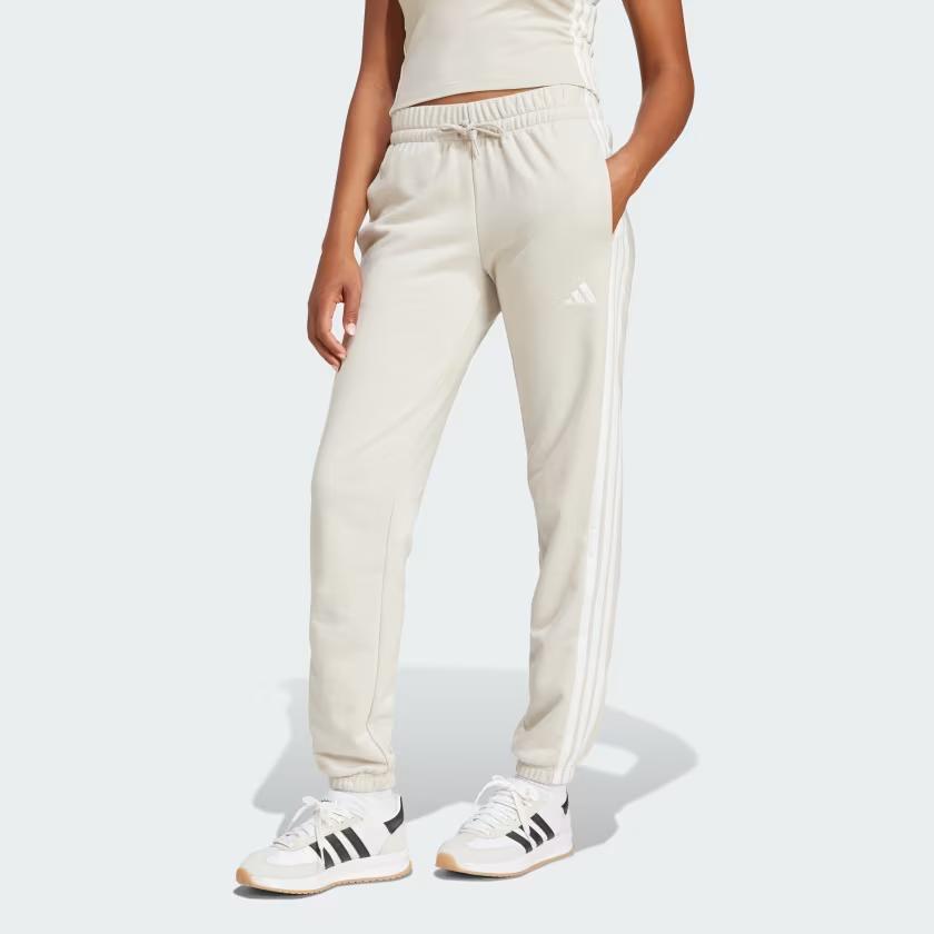 New Adidas ESSENTIALS Knitted Sports Pants Women's Oxidized Aluminum/White JE0049