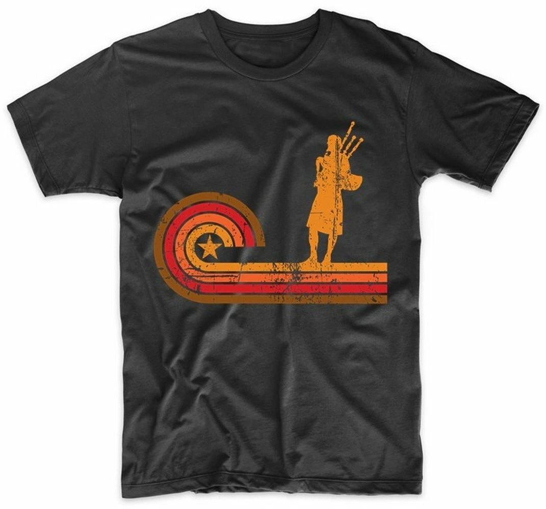 Men s Bagpipes Shirt - Retro Style Bagpipes Silhouette Music T-Shirt XL