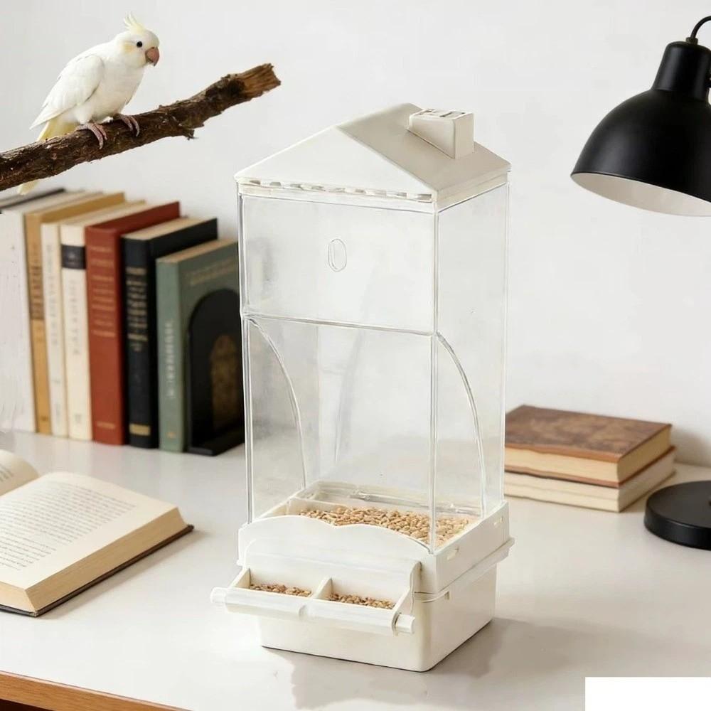 Transparent Automatic Bird Feeder Large Capacity Parrot Cage Feeder Bird Feeder Dispenser Pet Cage
