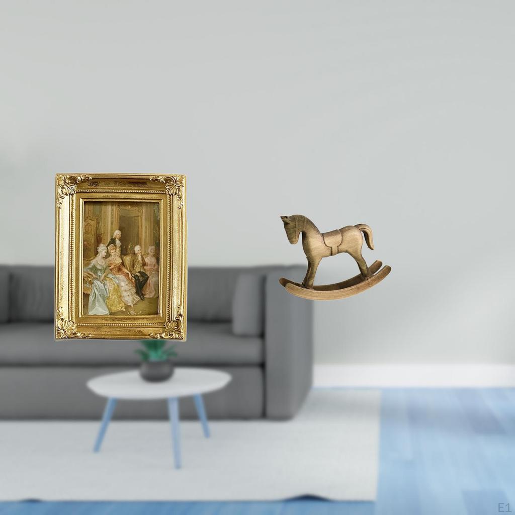 Resin Photo Frame Card Display Holder Poster Glass Front Picture with Rocking Horse Wood