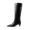 Fashion 2025 New Fashion Shaped Heel Knee High Boots Women's Elegant Party Black Autumn Winter Long Boots Big Size 34-43 Girls' Shoes