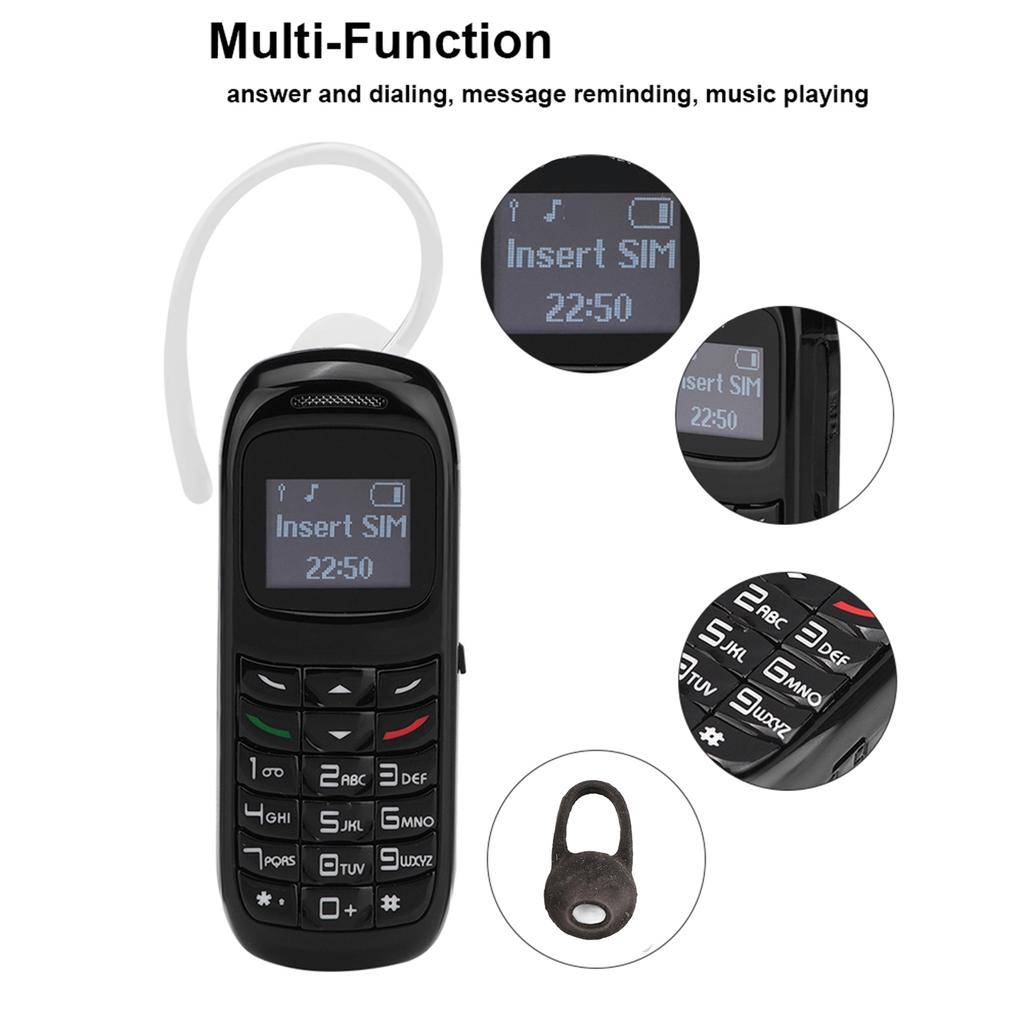 Mini Mobile Phone Bluetooth Dialer Headset Cellphone Earphone Ear Hook Support SIM 380mAh