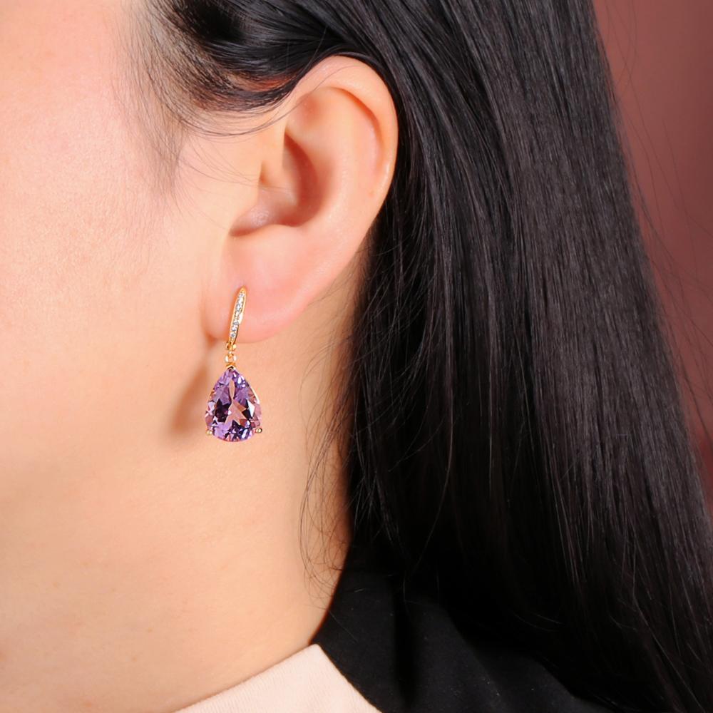 Trendy Stunning Dangle Clasp Earrings for Lady S925 Silver Natural Amethyst Febr Birthstone Luxury Jewelry Special Occasion Gift