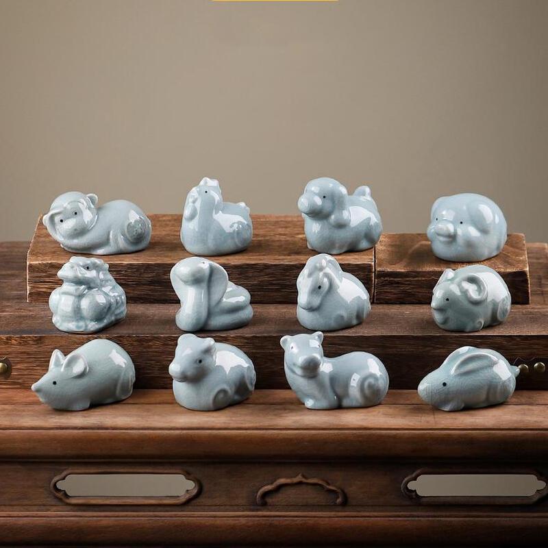 Deou Xingguang Ceramic Chinese Zodiac Tea Pet Desktop Ornaments