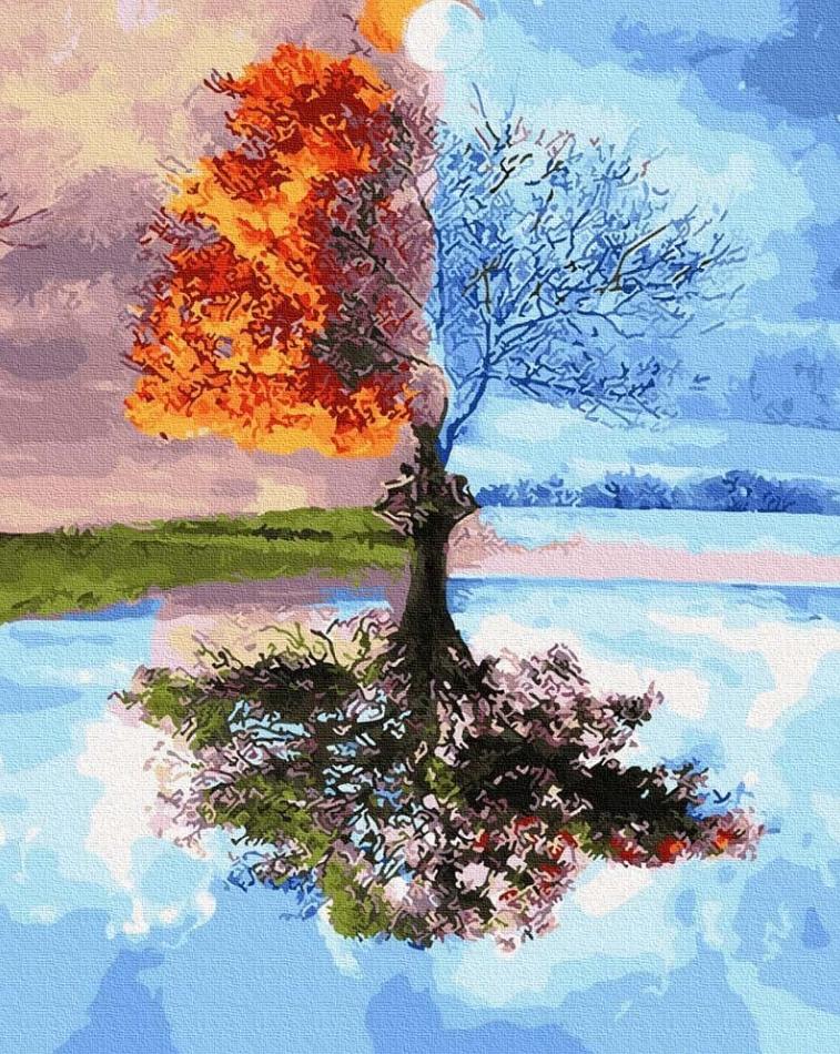 Painting by Numbers Creative Paintings Canvas Pictures Tree Four Seasons