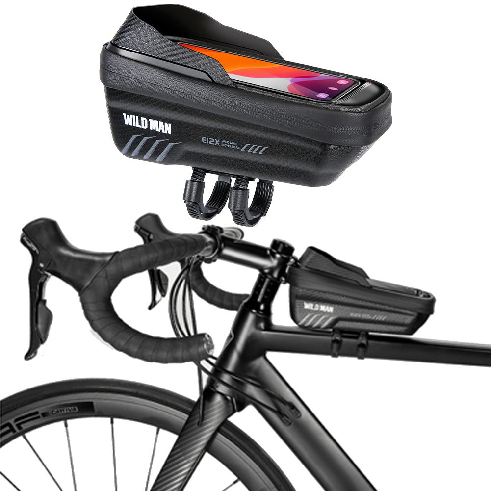 

1L Bike Phone Handlebar Bag Waterproof Sun Visor Bike Frame Bag Reflective Bicycle Upper Tube Bag EVA for Smart Phones 4.7-6.8in spain