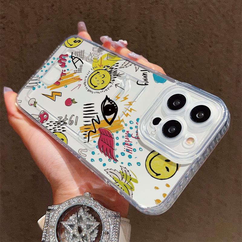 Kartenfach Halter Silikon Brieftasche Tasche Hülle Für Samsung S23 S24 S25 Ultra Redmi Note 12 13 Pro Oppo A38 A58 A78 Vivo Y21 Y22 Hülle Transparentes Handy Bumper