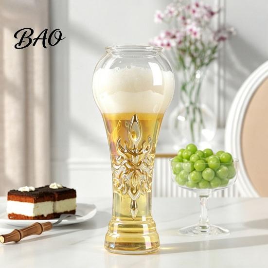 Langlebiger Bierglas-Pokalform-Weinbecher, Hitzebeständiger Krug für Craft-Bier, Transparenter Becher für Saft, Kreatives Pub-Trink-Sport-Party-Glas, Hoch Borosilikat