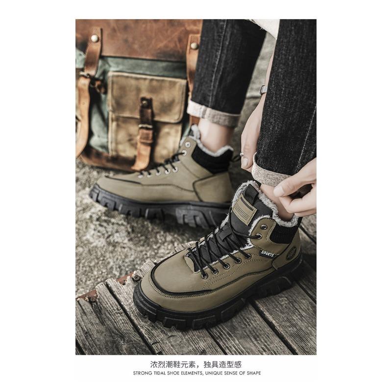 Men Winter Warm Fleece Lined Thick Sole High Top Casual Work Boots