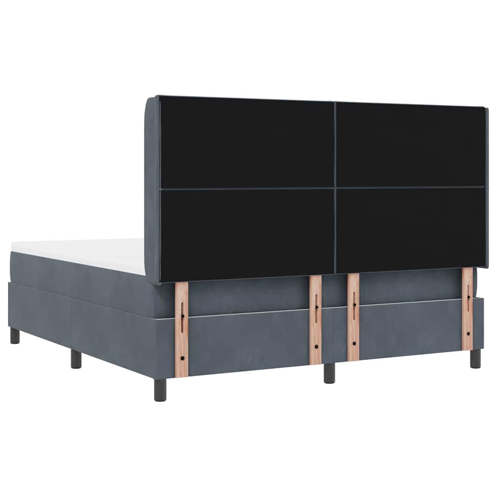 Boxspring Bed with LED Light Strips Dark Gray 180 X 200 Cm Velvet