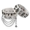 Wide PU Leather Punk Skull Bracelet 1Pcs Star Pattern Adjustable Goth Cuff Bangle for Men Women Holiday Gift