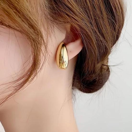 Avance Drop Ear Cuff Ear Clip Earrings Earrings Silver Gold Non-Pierced Women's (Gold)