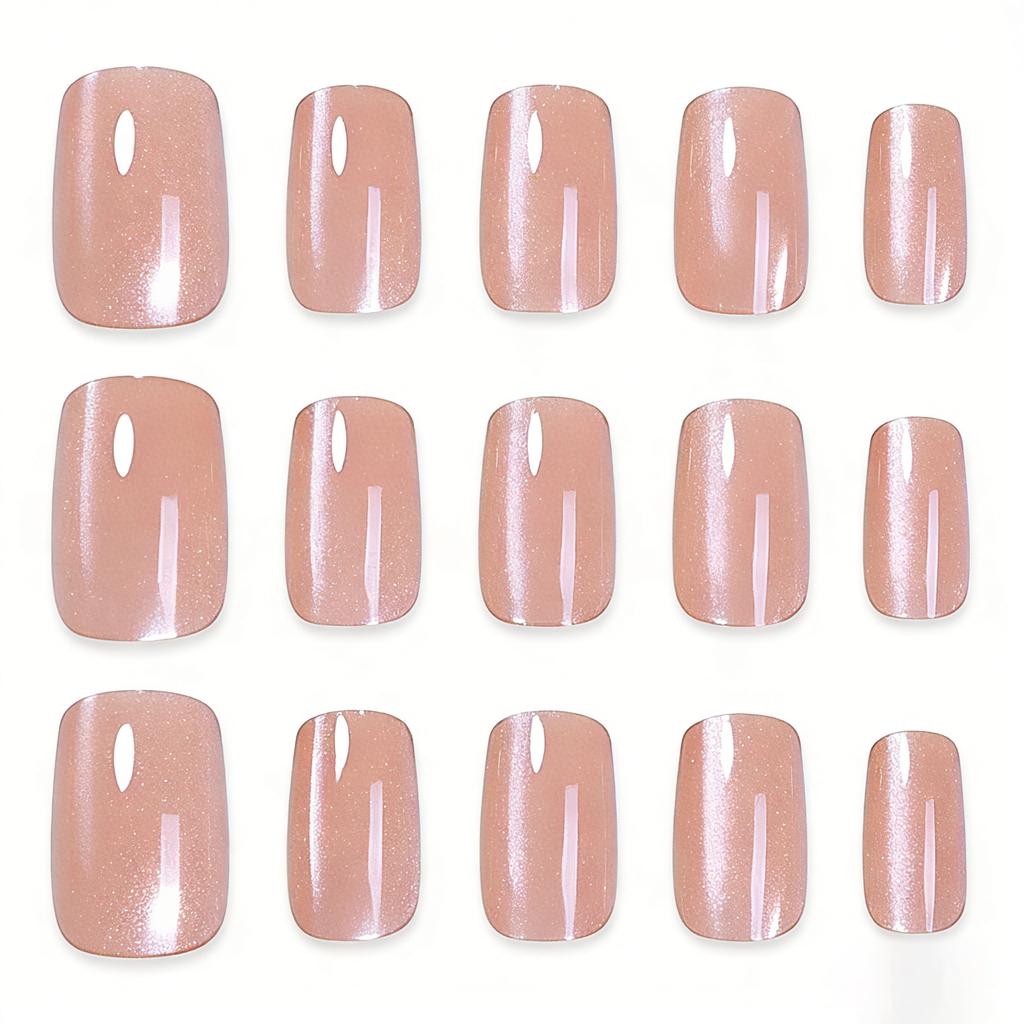 24 Nail Art Nail Pads, Simple Nude Cat Eyes, Small Fresh Fake Nail Patches, Wearing Nail