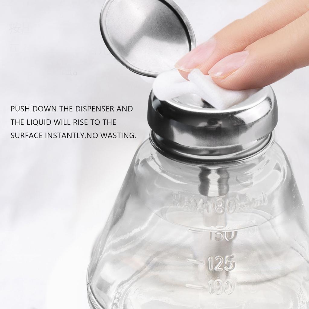 ABWR-Empty Nail Polish Makeup Remover Pump Dispenser Glass Push Down Press Bottle