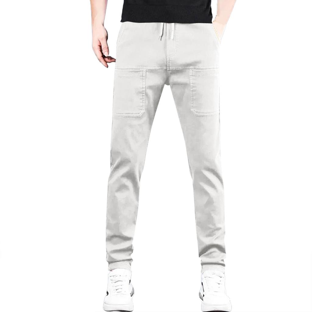 Men's Stretchy, Quick-drying Athletic Pants With Drawstring Waist, Casual Long Trousers, And Six Pocket Design, Suitable For Hiking.