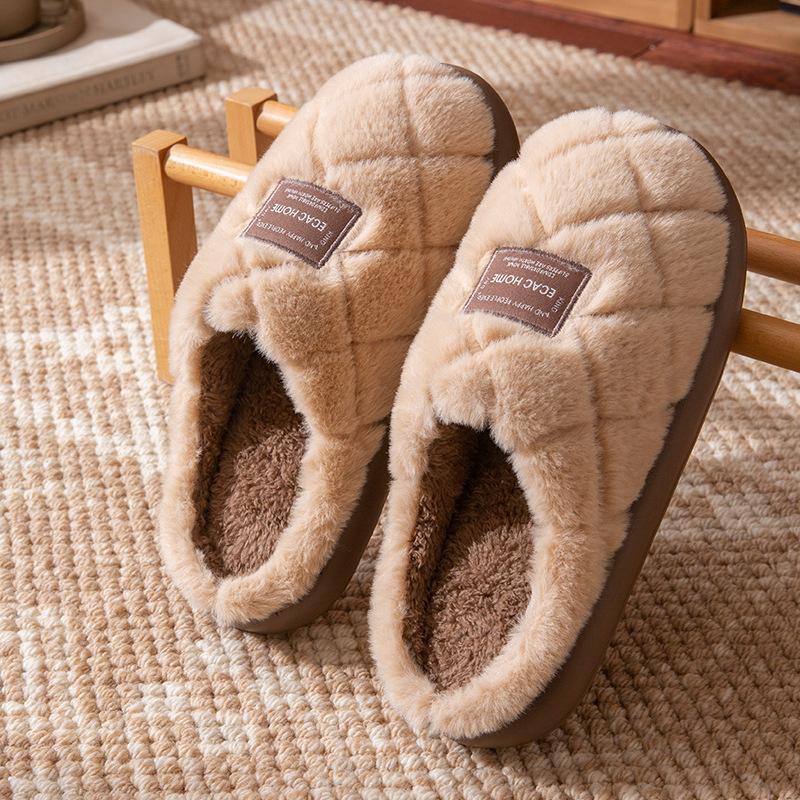 Cotton Slippers 2025 Winter New Velvet Warm Non-slip Household Home Thick Bottom Outer Wear Couple Cotton Mop