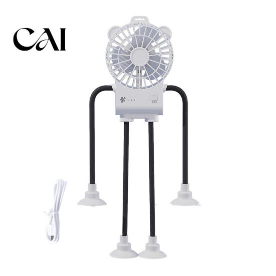 Bendable Leg Desk Fan Octopus Suction Cup Mini Fan, Flexible Legs Clip with 3 Multi Functional Portable Speed, Quiet USB Rechargeable