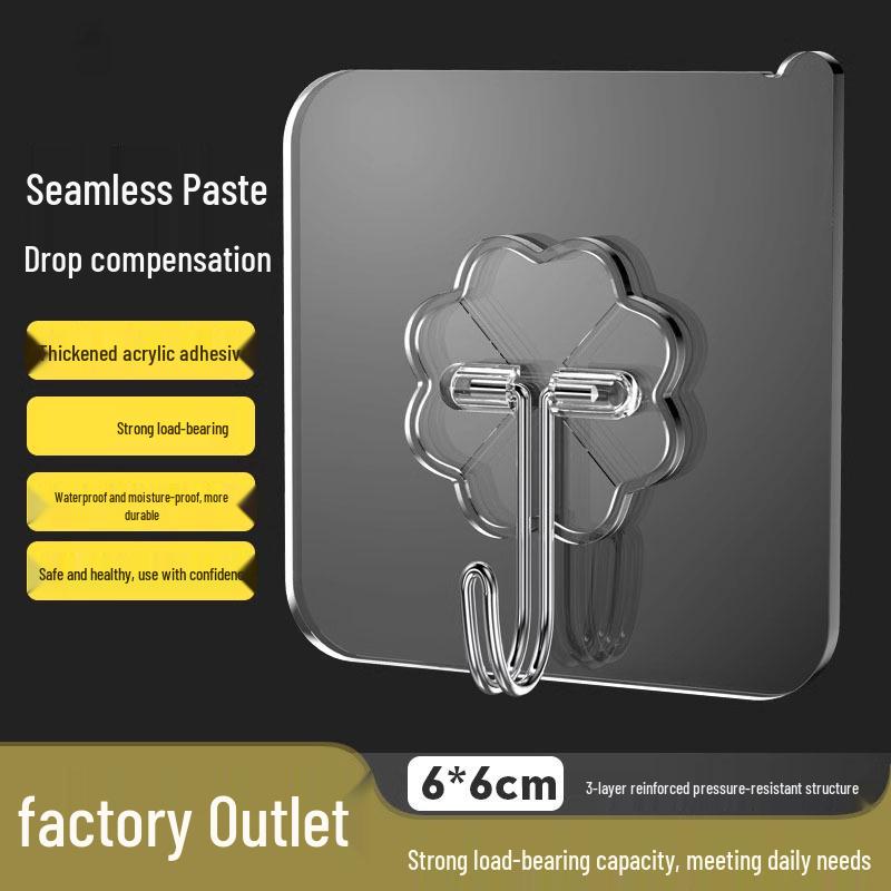 Transparent Traceless Adhesive Hook for Bathroom & Kitchen - Strong Load-Bearing, Punch-Free Fastener