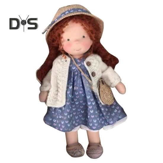 Handmade Waldorf Doll Stylish Clothes Expression Knitted Dolls with Soft Hair Vintage Crocheted Doll Gift for Family Friends Outdoor Travel Home Decor