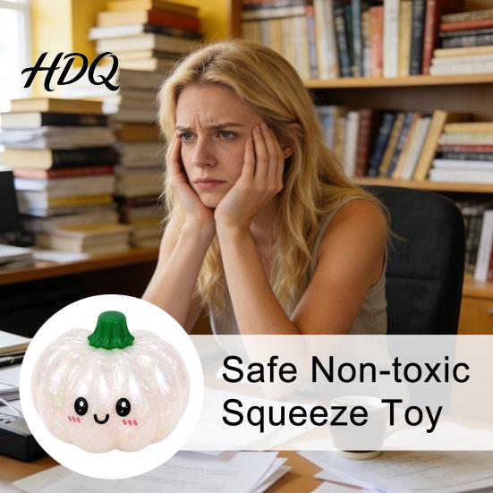 Soft TPR Stress Ball Halloween Pumpkin Squeeze Ball Golden Glitter Fidget Toy Medium Size for Kids Adults Slow Rising Decompression Toy Party Gift